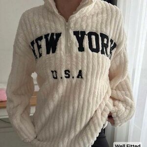 SHEIN Cream and Black Women's Sweater